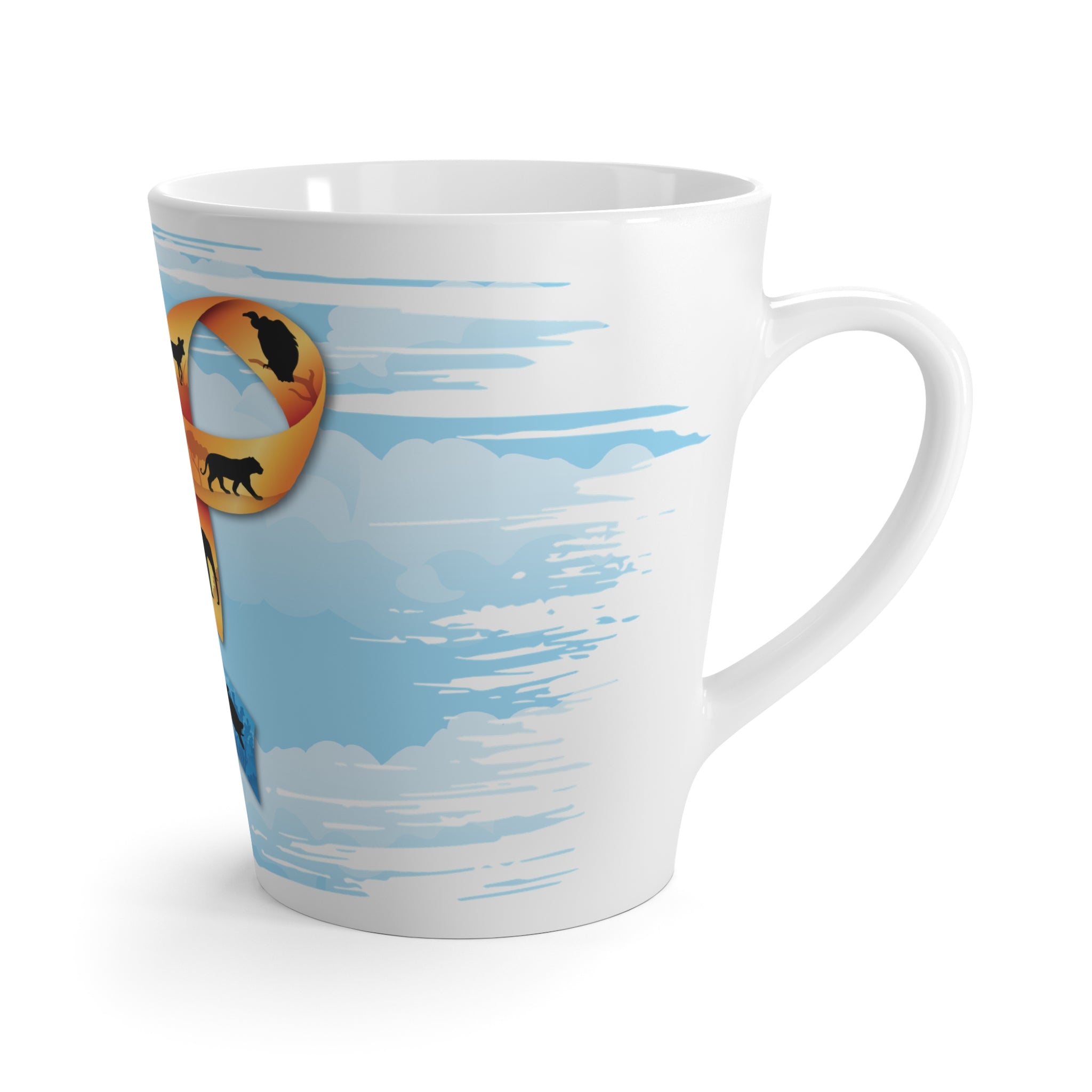 Animal Conservation Infinity Latte Mug – Wildlife Ribbon Design