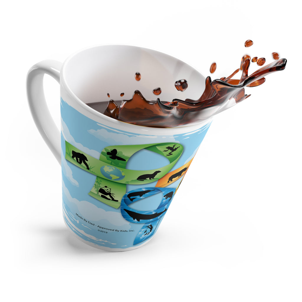 Animal Conservation Infinity Latte Mug – Wildlife Ribbon Design