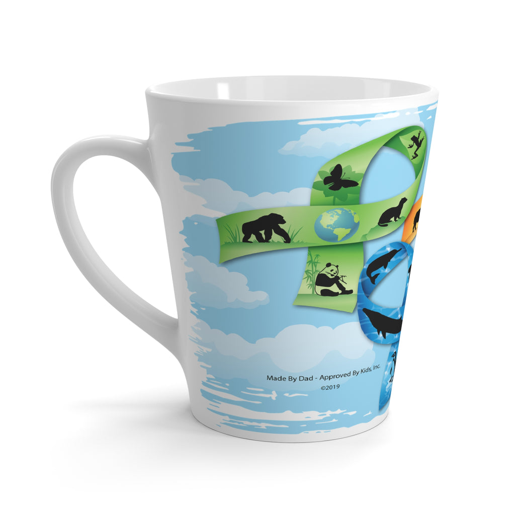 Animal Conservation Infinity Latte Mug – Wildlife Ribbon Design